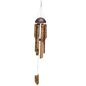 Beachcombers Burnt Flower Bamboo Chime with Coconut Top 