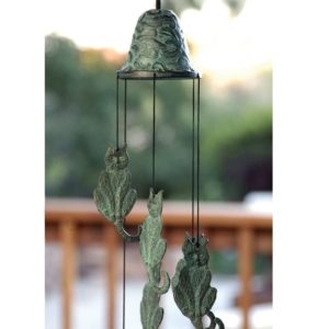Wind Chime - Patio Decor Cat Themed Brass Wind Chime